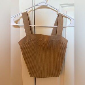 Abercrombie Ribbed Tank Crop Top in Camel
